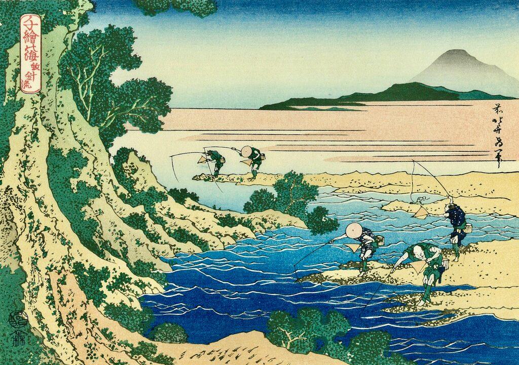 真作/渡辺秋渓/富士山水ホトトギス図/掛軸/名家伝来/AE-12 Katsushika Hokusai | Fly Fishing, After 1832 – Pinto Gallery
