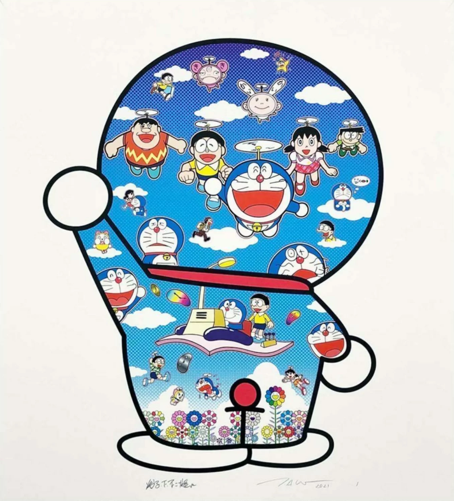 Takashi Murakami - Doraemon and Friends Under the Blue Sky, 2021 - Pinto Gallery