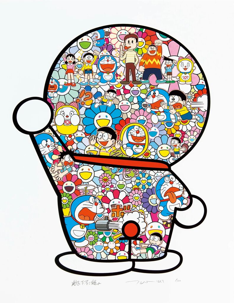 Takashi Murakami, Fujiko Fujio - Mr. Fujiko F. Fujio and Doraemon Are in the Field of Flowers, 2019 - Pinto Gallery