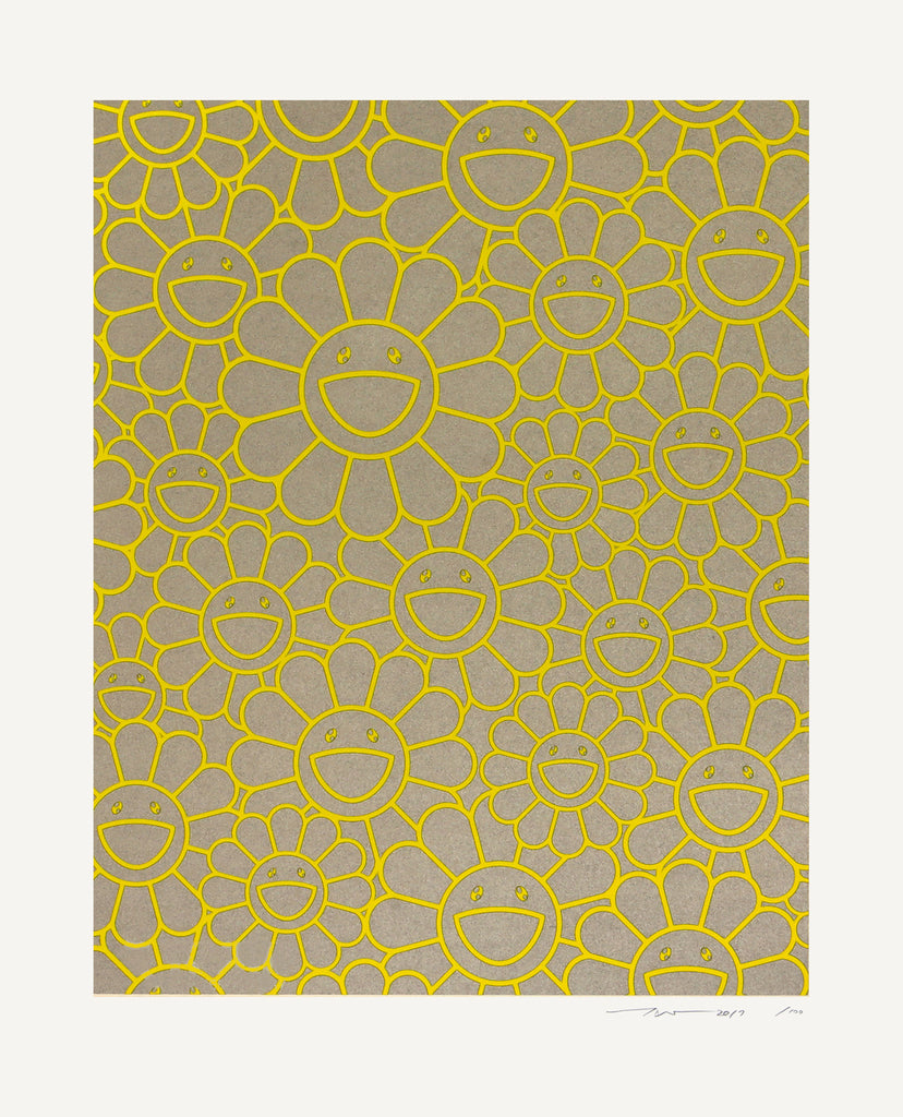 Takashi Murakami - July Night (yellow/silver flowers), 2019 - Pinto Gallery