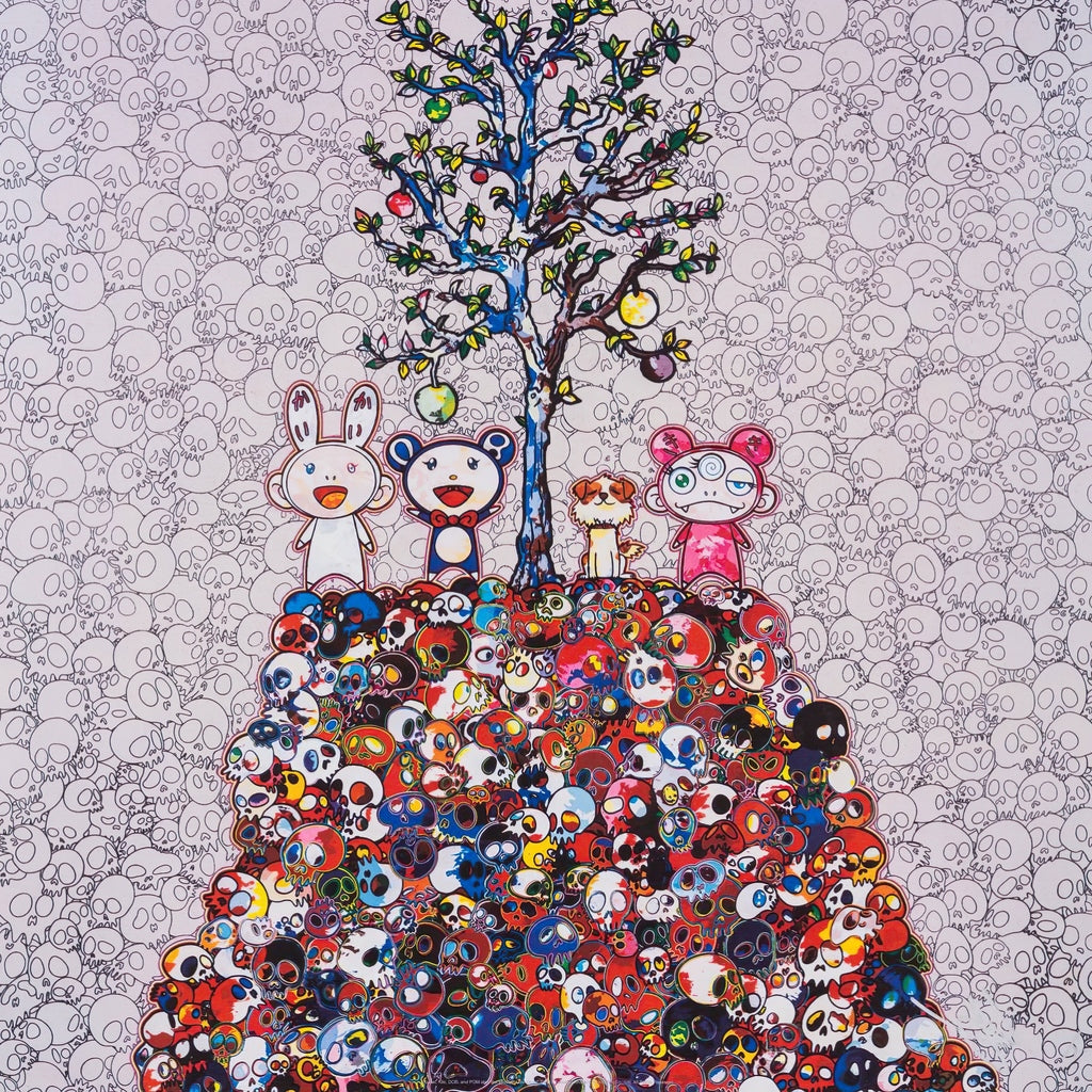 Takashi Murakami - Kaikai, Kiki, DOB, and POM atop the Mound of the Dead, 2013 - Pinto Gallery