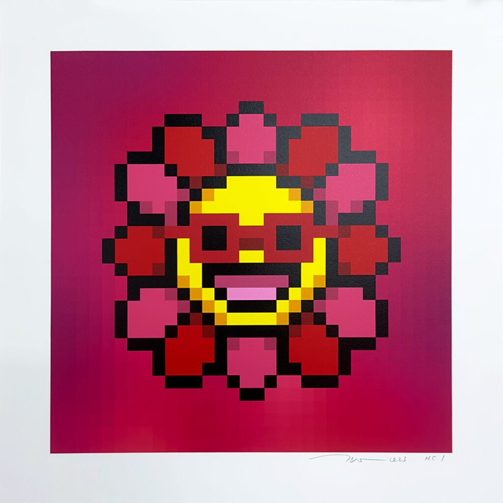 Takashi Murakami - Murakami.Flower #8905 Sunglasses with red edges, 2023 - Pinto Gallery