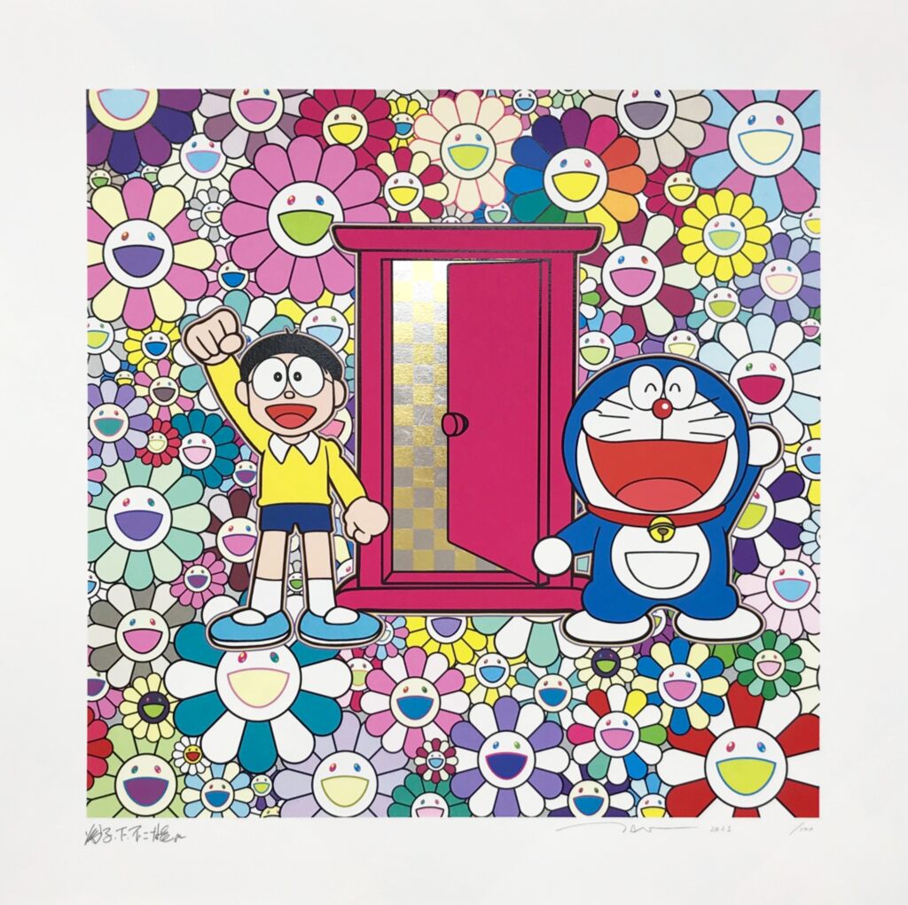 Takashi Murakami - Nobita and Doraemon Amidst the Flowers, 2023 - Pinto Gallery