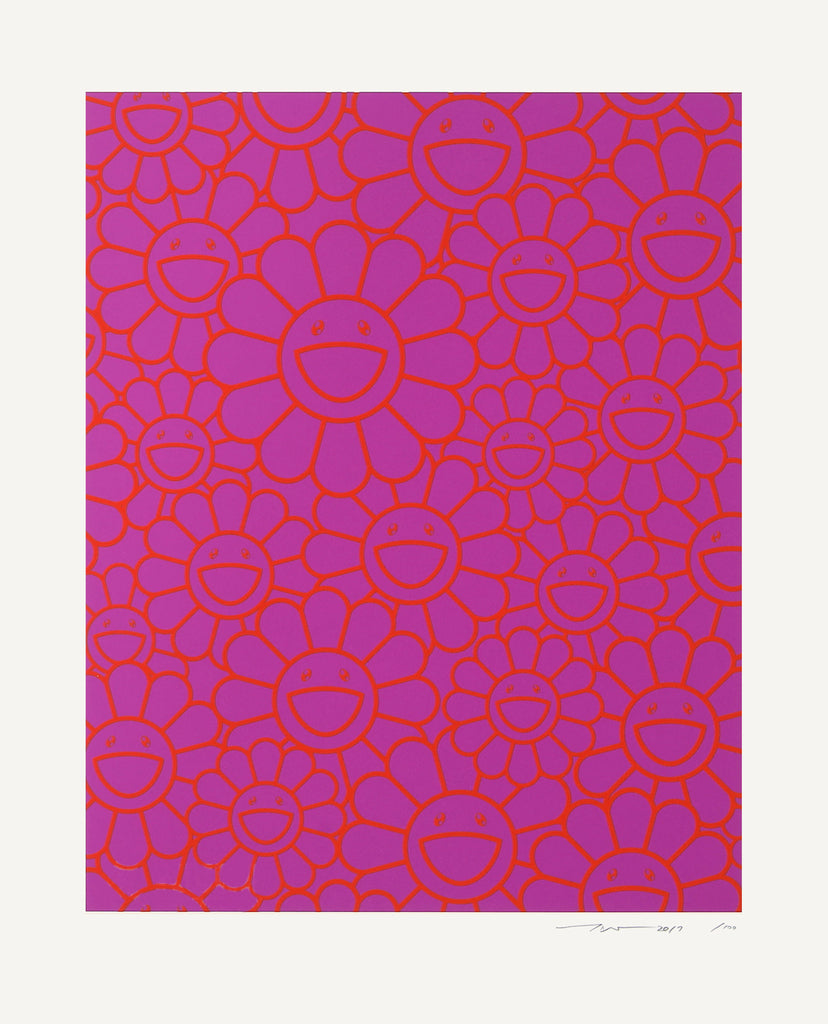 Takashi Murakami - October Story (orange/lavender flowers), 2019 - Pinto Gallery