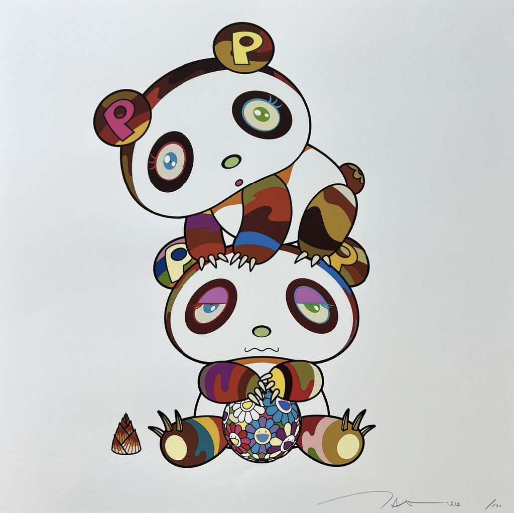 Takashi Murakami - Two Panda Cubs in a Totem Pole, 2020 - Pinto Gallery
