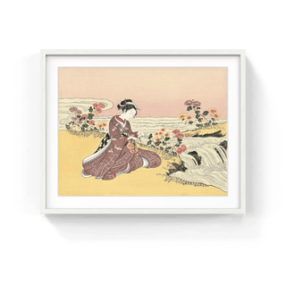 A Girl Collecting Chrysanthemum Dew by the Stream, After 1765-Suzuki Harunobu-Pinto Gallery