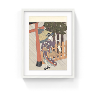 Beauty at Shrine in Rain, After 1765-Suzuki Harunobu-Pinto Gallery