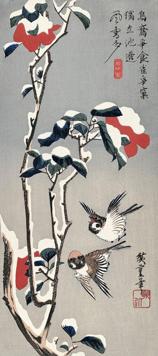 Camellias and Sparrows in Snow, After 1834-Utagawa Hiroshige (Andō Hiroshige)-Pinto Gallery
