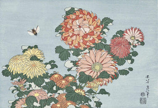 Chrysanthemums and a Deerfly, After 1830-Katsushika Hokusai-Pinto Gallery