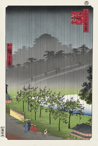 Evening Rain in the Akasaka Paulownia Field, After 1856-Utagawa Hiroshige (Andō Hiroshige)-Pinto Gallery