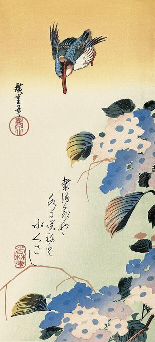 Hydrangea and Kingfisher, After 1834-Utagawa Hiroshige (Andō Hiroshige)-Pinto Gallery