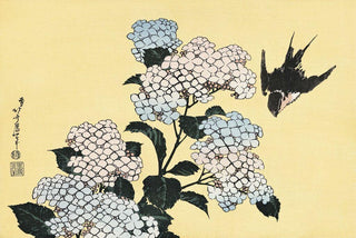 Hydrangea and a Swallow, After 1830-Katsushika Hokusai-Pinto Gallery