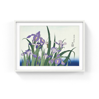 Katsushika Hokusai - Blossoming Irises and Grasshopper, After 1830 - Pinto Gallery