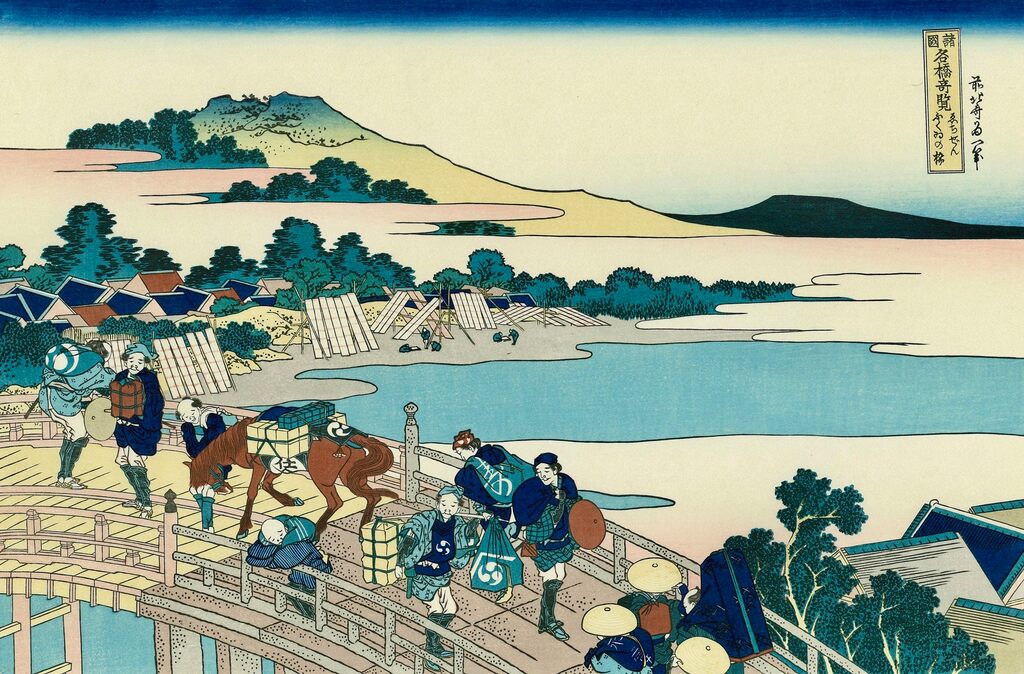 Katsushika Hokusai - Bridge at Fukui Echizen Province, After 1833 - Pinto Gallery