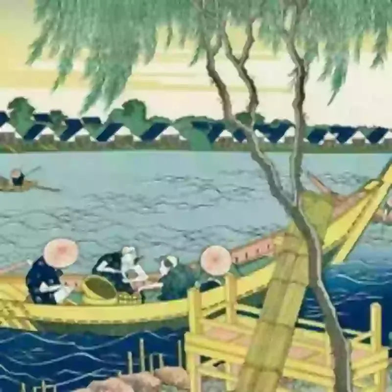 Katsushika Hokusai - Fishing at Myato River, After 1832 - Pinto Gallery