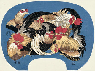 Katsushika Hokusai - Flock of Chickens, After 1835 - Pinto Gallery
