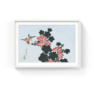 Katsushika Hokusai - Hibiscus and Sparrow, After 1830 - Pinto Gallery