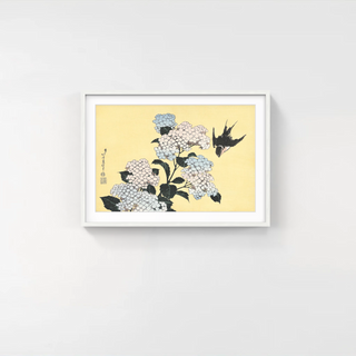 Katsushika Hokusai - Hydrangea and a Swallow, After 1830 - Pinto Gallery