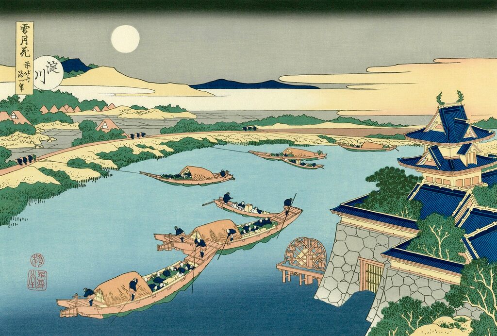Katsushika Hokusai - Moon over Yodo River, After 1833 - Pinto Gallery