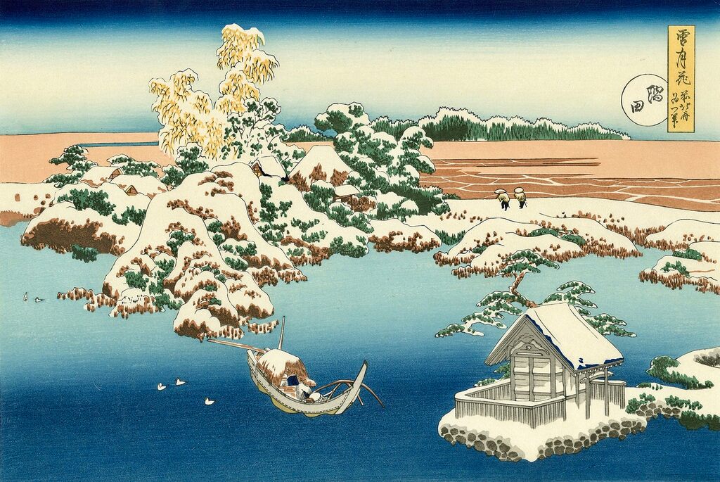 Katsushika Hokusai - Snow at Sumida, After 1833 - Pinto Gallery
