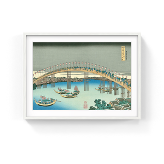 Katsushika Hokusai - Temma Bridge in Settsu Province, After 1833 - Pinto Gallery