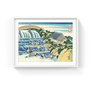 Katsushika Hokusai - Trapping Fish Below a Waterfall, After 1832 - Pinto Gallery