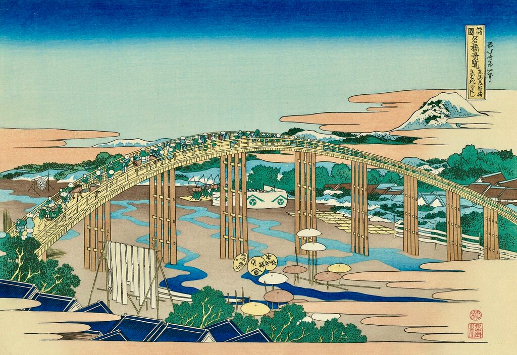Katsushika Hokusai - Yahagi Bridge at Okazaki on Tokaido Road, After 1833 - Pinto Gallery