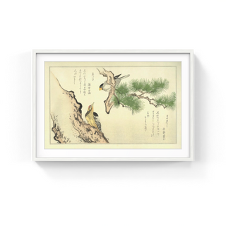 Kitagawa Utamaro - Grosbeak and Woodpecker, After 1792 - Pinto Gallery