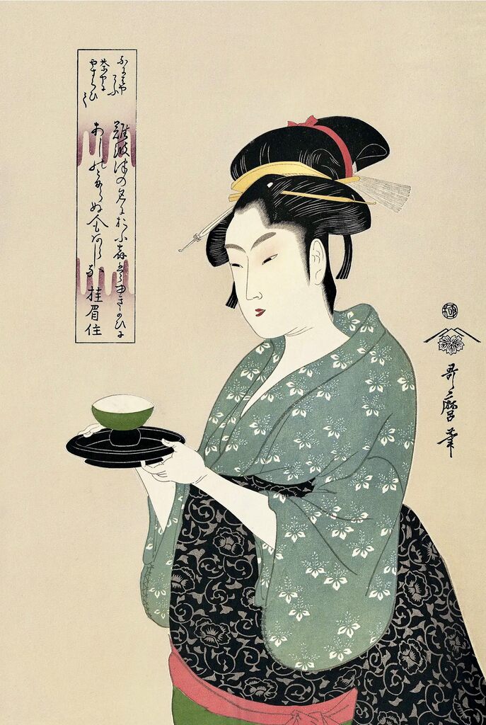 Kitagawa Utamaro - Okita of Naniwaya Serving a Cup of Tea, After 1792 - Pinto Gallery