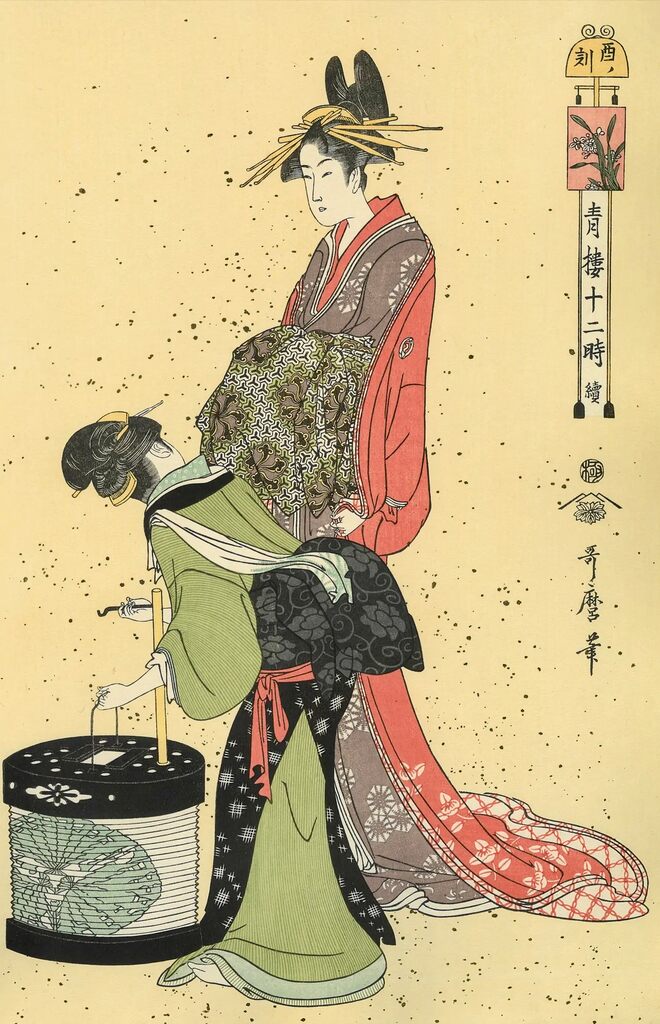 Kitagawa Utamaro - The Hour of the Cock(6pm), After 1792 - Pinto Gallery