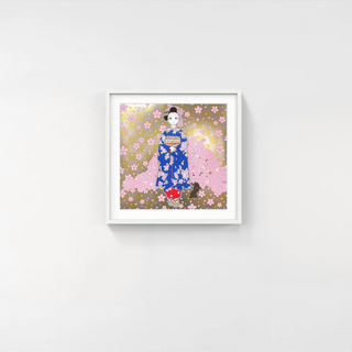 Maiko in Kyoto, Cherry Blossoms on Blue, 2024-Takashi Murakami-Pinto Gallery