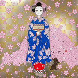 Maiko in Kyoto, Cherry Blossoms on Blue, 2024