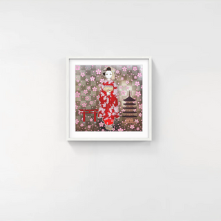 Maiko in Kyoto, Cherry Blossoms on Red, 2024-Takashi Murakami-Pinto Gallery