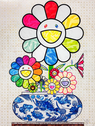 Murakami Flowers in a Qinghua Vase, 2024-Takashi Murakami-Pinto Gallery