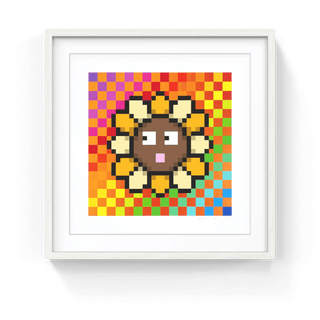 Murakami.Flower #8276 Diagonal striped rainbow 16×16, 2023-Takashi Murakami-Pinto Gallery