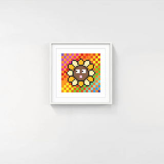 Murakami.Flower #8276 Diagonal striped rainbow 16×16, 2023-Takashi Murakami-Pinto Gallery
