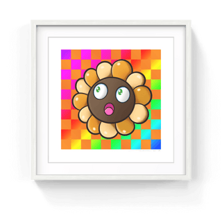 Murakami.Flower #8276 Diagonal striped rainbow 16×16, 2024-Takashi Murakami-Pinto Gallery