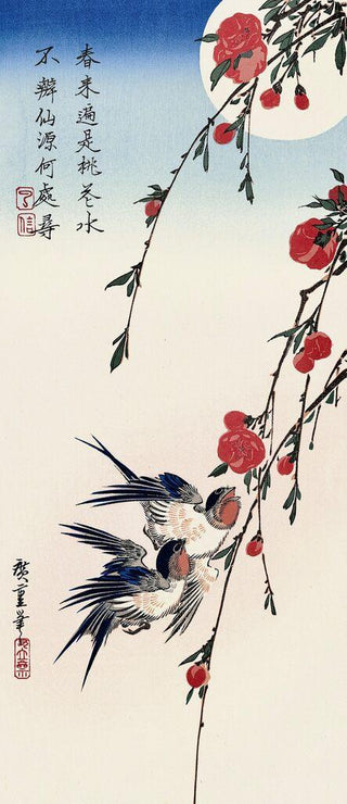 Peach Blossoms and Swallows in Moonlight, After 1834-Utagawa Hiroshige (Andō Hiroshige)-Pinto Gallery
