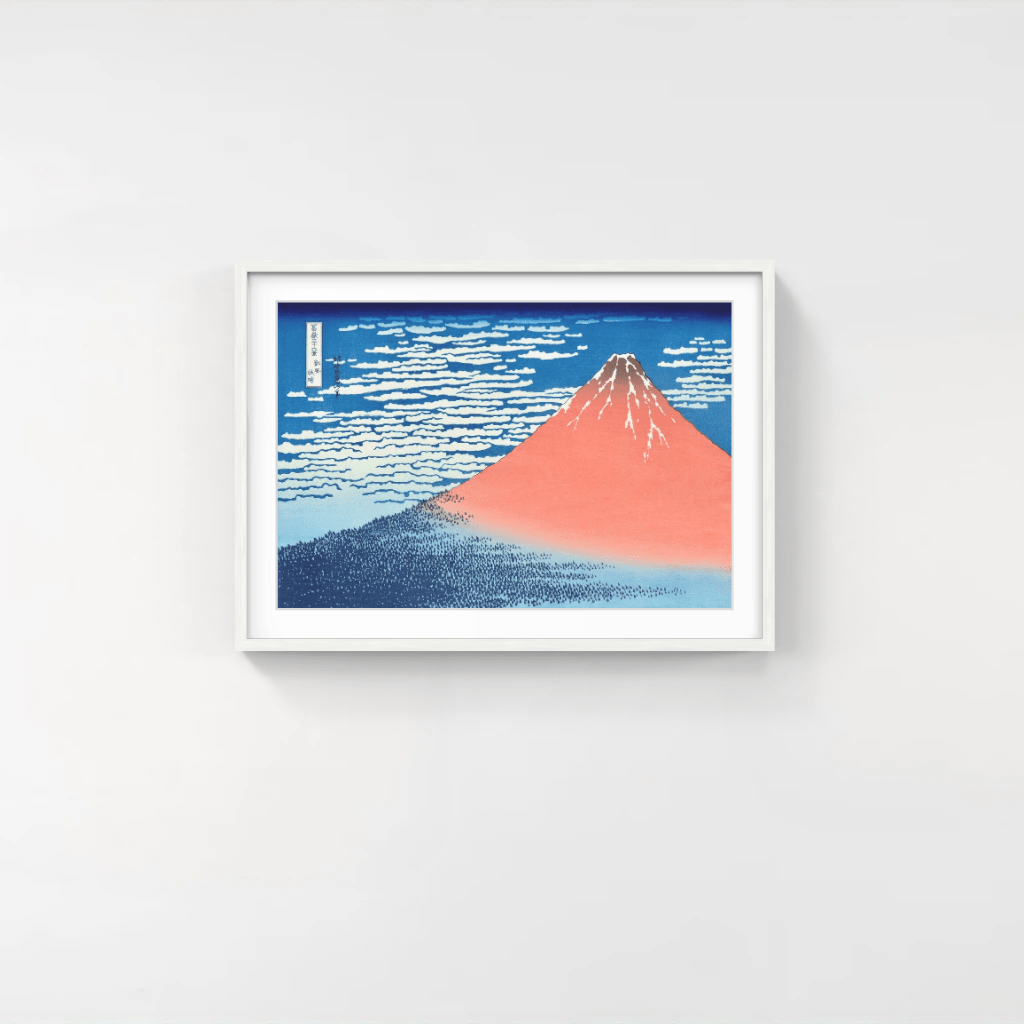 Stampa Artistica Ukiyo-e - Fuji Rosso Di Hokusai, Vento Leggero E Cielo Sereno, Formato A3