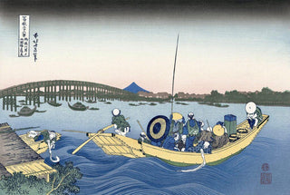 Sunset over Ryogoku Bridge, After 1830-Katsushika Hokusai-Pinto Gallery