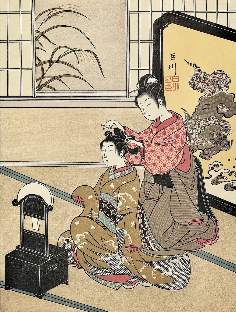 Suzuki Harunobu - Autumn Moon of the Mirror, After 1765 - Pinto Gallery