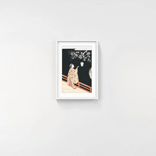 Suzuki Harunobu - Beauty Admiring Plum Blossoms at Night, After 1765 - Pinto Gallery