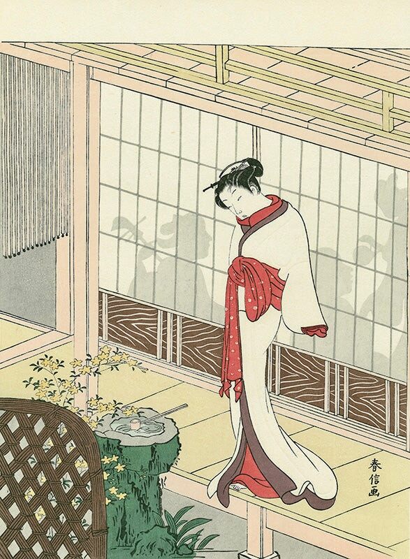 Suzuki Harunobu - Beauty at the Veranda, After 1765 - Pinto Gallery
