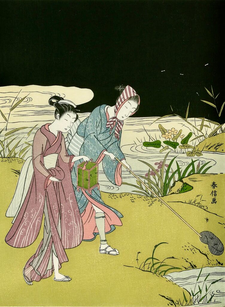 Suzuki Harunobu - Couple Catching Fireflies, After 1765 - Pinto Gallery