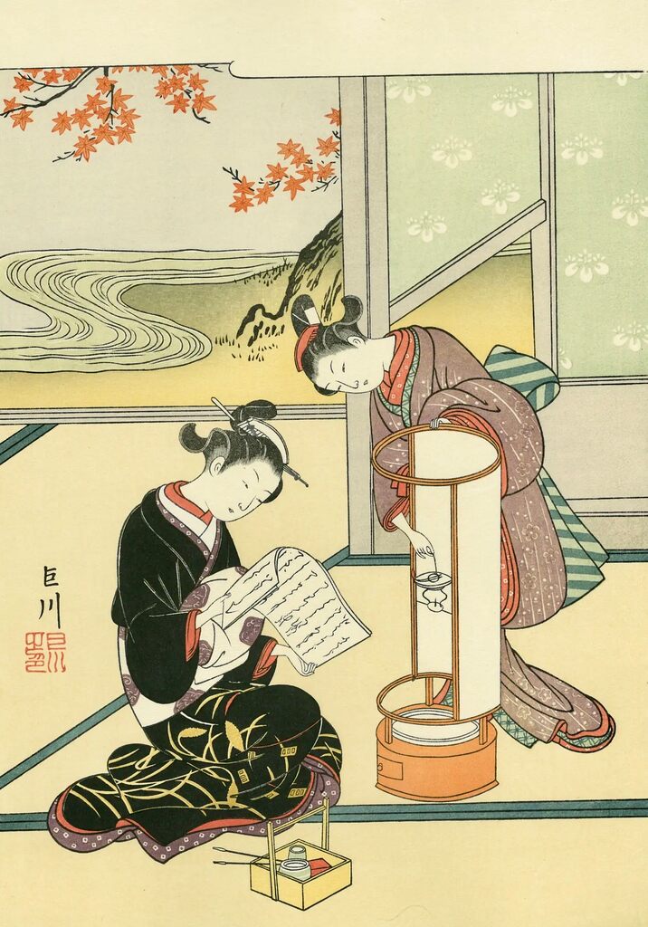 Suzuki Harunobu - Evening Glow of the Andon Lamp, After 1765 - Pinto Gallery