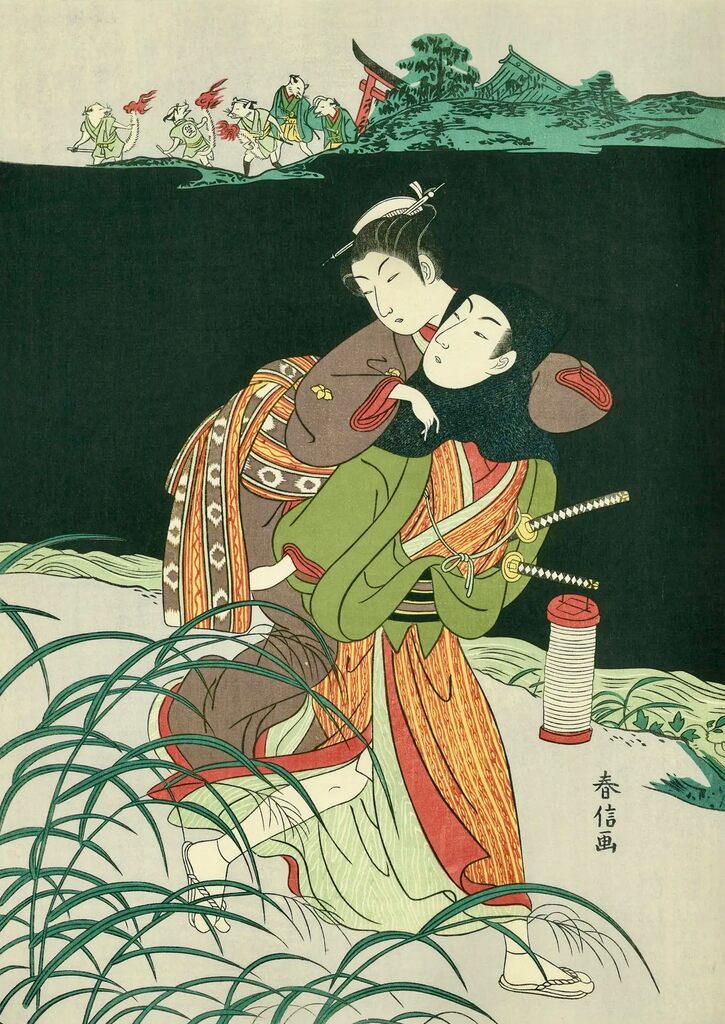 Suzuki Harunobu - Osen Eloping With Lover, After 1765 - Pinto Gallery