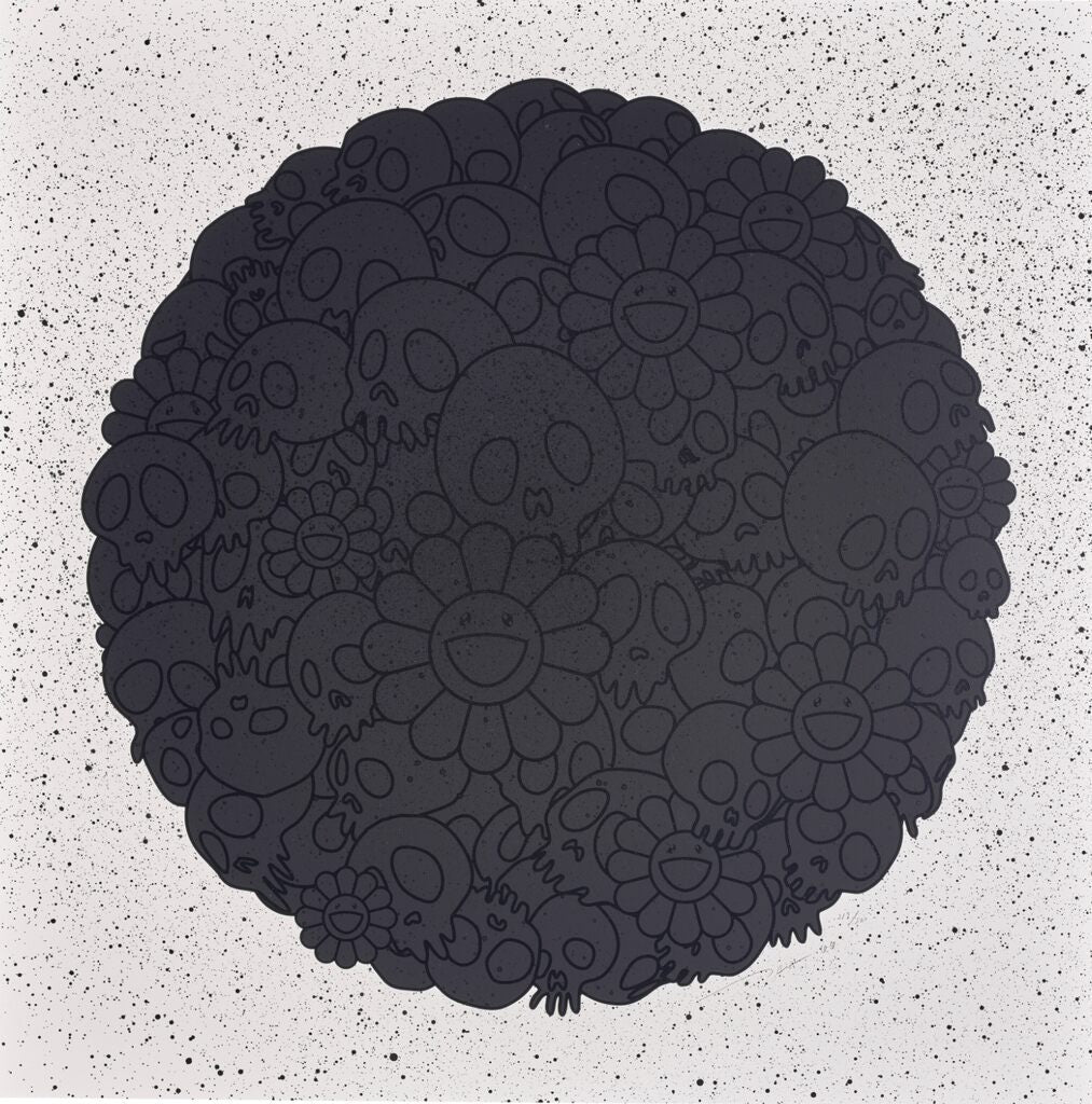 Takashi Murakami - Black Flowers & Skulls Round (TM/KK For BLM), 2020 - Pinto Gallery