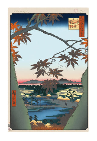 Takashi Murakami - Hiroshige’s 100 Famous Views of Edo: Japonisme Reconsidered—Maple Trees at Mama, Tekona Shrine and Linked Bridge, 2025 - Pinto Gallery