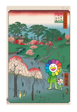 Takashi Murakami - Hiroshige’s 100 Famous Views of Edo: Japonisme Reconsidered—Temple Gardens,Nippori, 2025 - Pinto Gallery