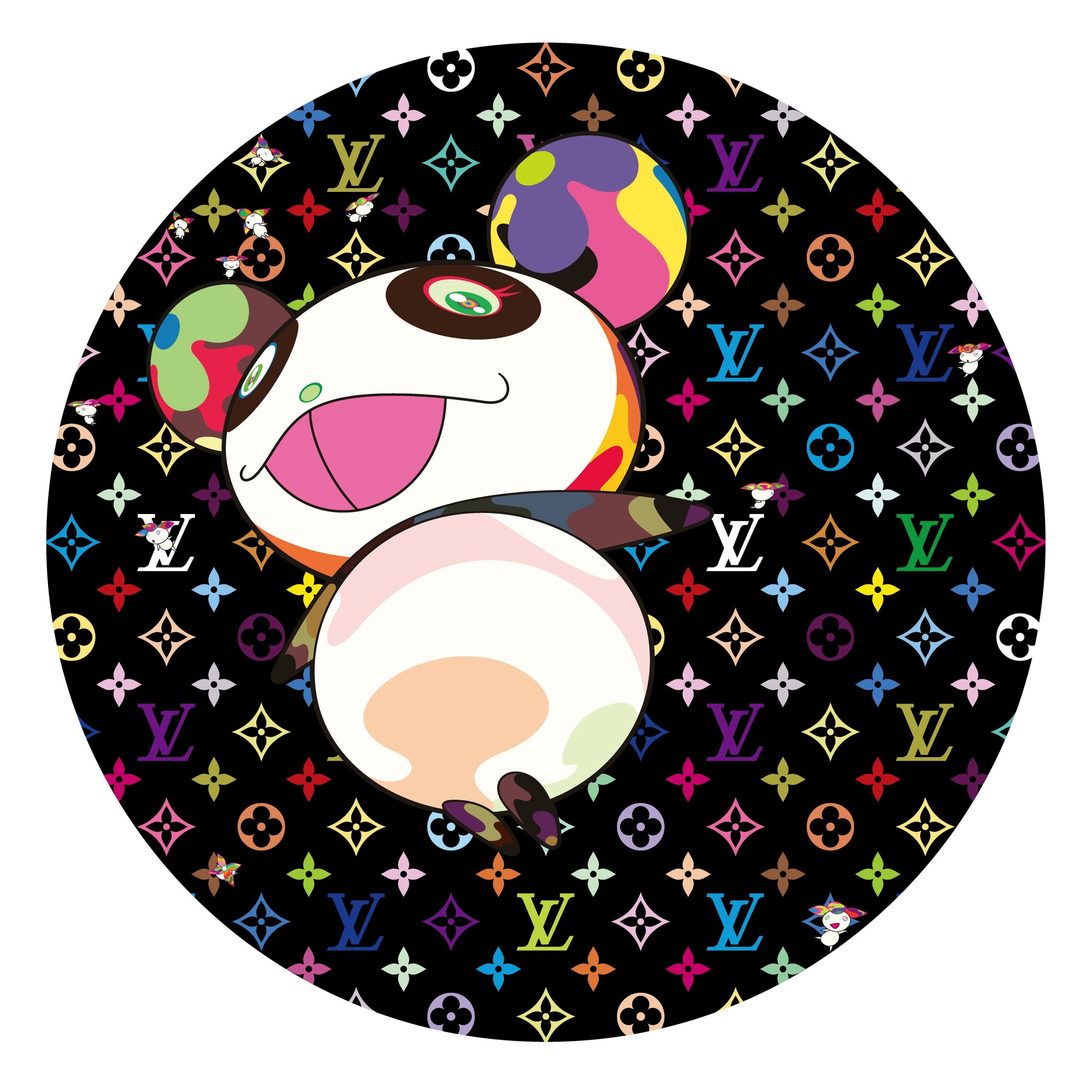 Takashi Murakami - LV BLACK MURAKAMI MULTICOLOR MONOGRAM Panda and Flower Hat Man, 2025 - Pinto Gallery